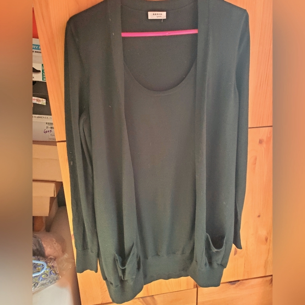 Akris Punto Women's Dark Green Wool Faux Cardigan Size 12